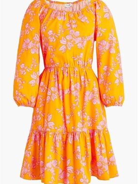 J. Crew Yellow Floral Mini Dress with Pink Print